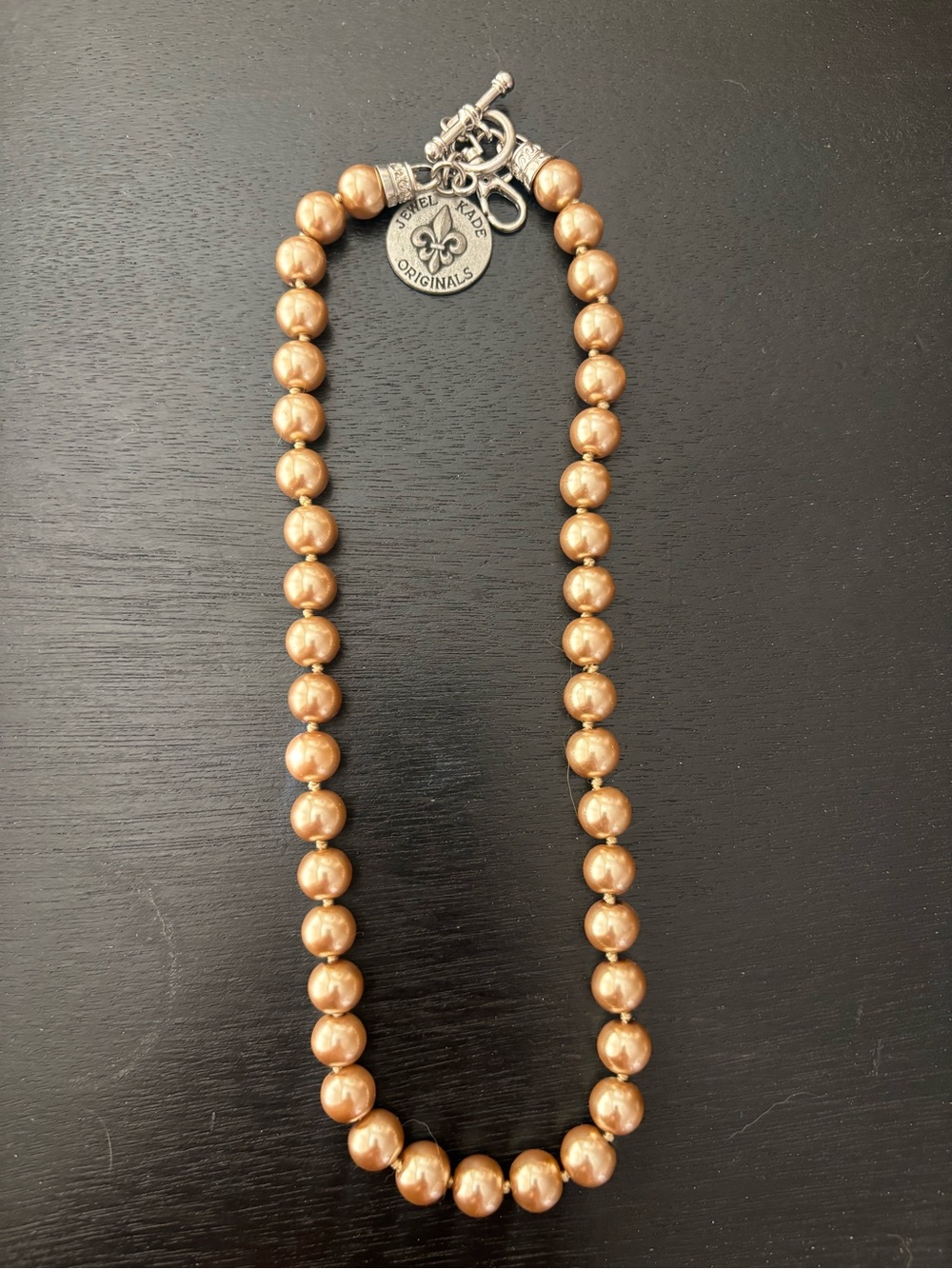 Jewel Kade Bronze Pearl Beaded Necklace with Toggle Charm